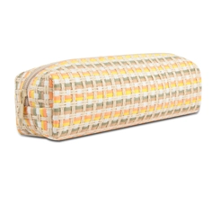 Single Compartment  Paper Straw Square Tube Pencil Case Made From Recycled Materials In Color Weaving