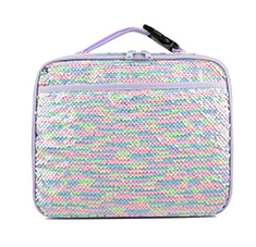 Girl's Medium Size Rainbow Sequins Square Lunch Bag