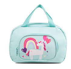 Girl's Small Size Printed Two Compartments Lunch Tote Pattern Mint Unicorn