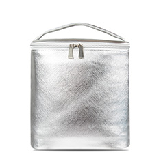 Women's Small Size PU Square Lunch Bag Color Silver
