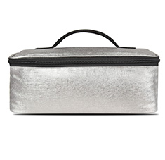 Women's Medium Size PU Square Lunch Bag Color Silver