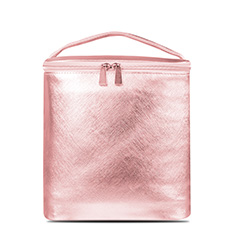 Women's Small Size PU Square Lunch Bag Color Rose Gold