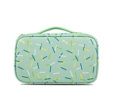 Girl's Small Size Printed Square Lunch Bag Pattern Mint Geo
