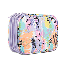 Large Multiple Compartments Rectangular Pencil Case In Prints