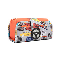 Kids Two Way Use Multiple Compartments Square Tube Pencil Case In Prints