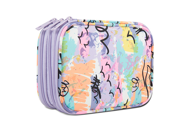 Large Multiple Compartments Rectangular Pencil Case In Prints