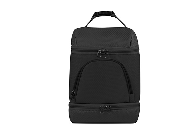 Boy's Small Size Front Zip Two Compartments Lunch Tote Color Black