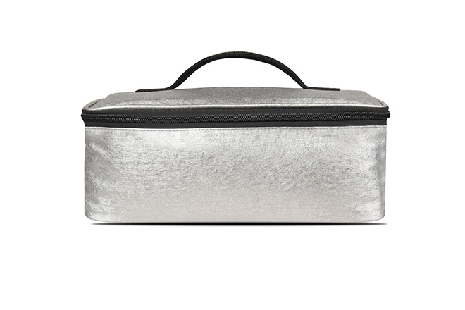 Women's Medium Size PU Square Lunch Bag Color Silver