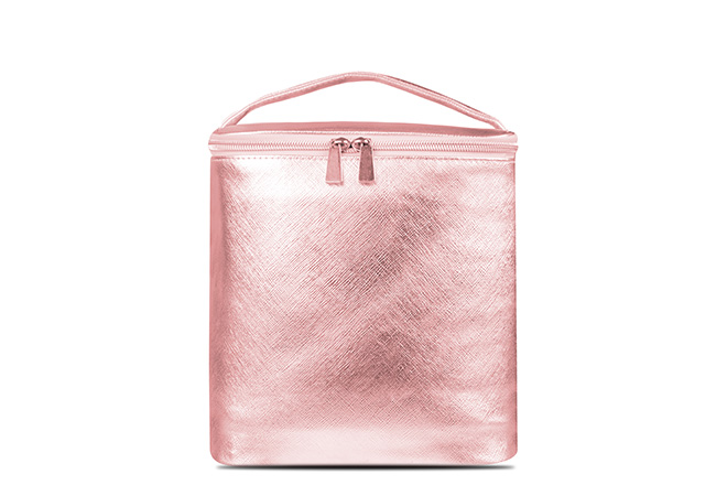 Women's Small Size PU Square Lunch Bag Color Rose Gold