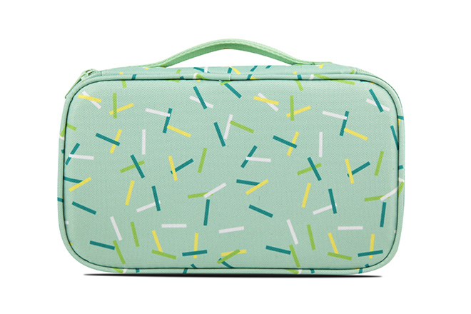 Girl's Small Size Printed Square Lunch Bag Pattern Mint Geo