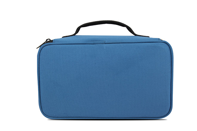 RPET Canvas Men's Medium Size Square Lunch Bag Color Blue