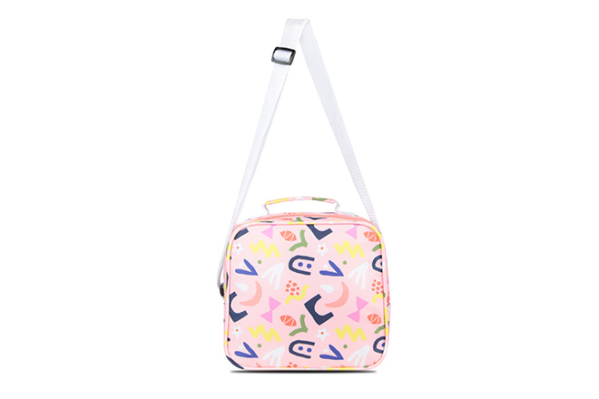 RPET Girl's Medium Size Printed Cross Body Lunch Bag Pattern Pink Graffiti