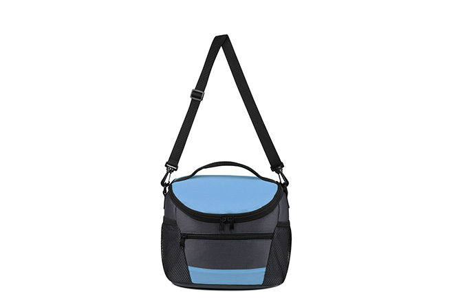 Boy's Large Size Cross Front Zip Body Lunch Bag Color Grey/Blue