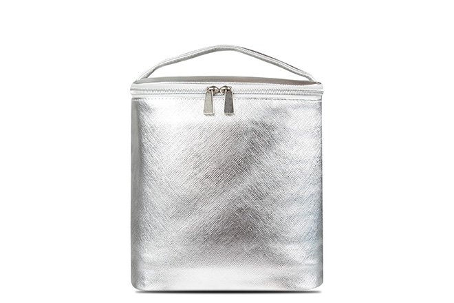 Women's Small Size PU Square Lunch Bag Color Silver