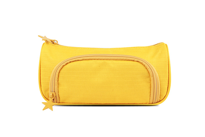 Two Compartments Boat Shape Pencil Case With Front Zip Pocket