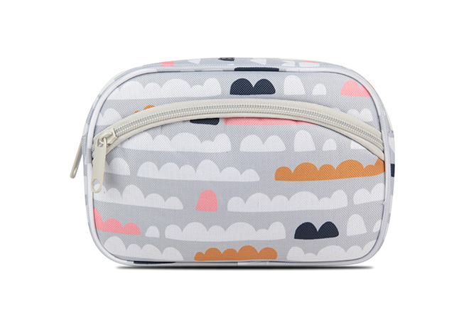 Large Two Compartments RPET Rectangular Shape Pencil Case With Front Zip Pocket