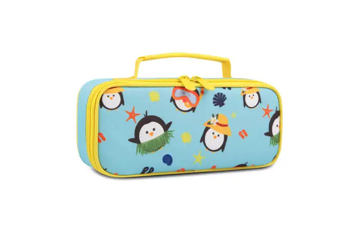 Kids Single Compartment Suit Case Rectangular Pencil Case With Inside Organizer In Prints
