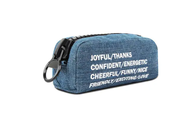 Large Single Compartment Denim Square Tube Shape Pencil Case With Slogan