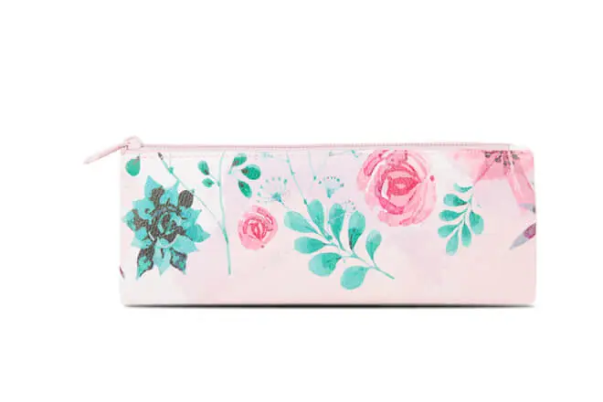 Slim Single Compartment Flat Shape Pencil Case In Prints