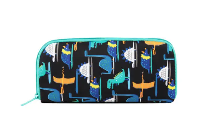 Kids Single Compartment Neoprene Flat Shape Pencil Case In Prints