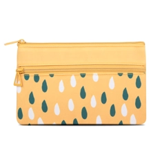Two Compartments RPET Flat Shape Pencil Case In Prints
