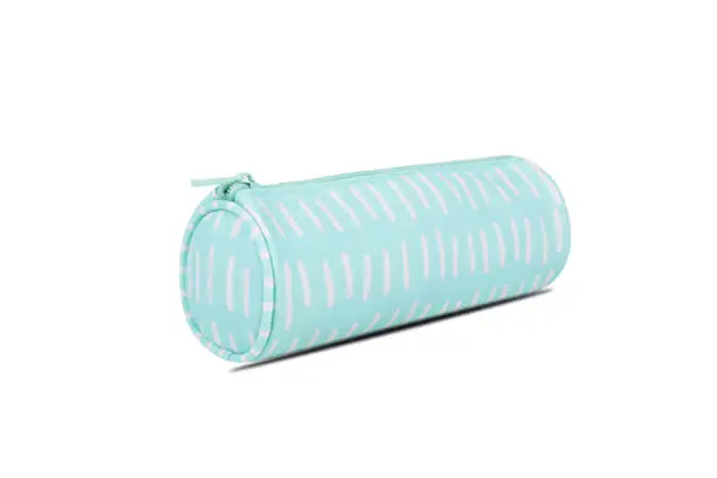 Single Compartment RPET Round Tube Shape Pencil Case In Prints