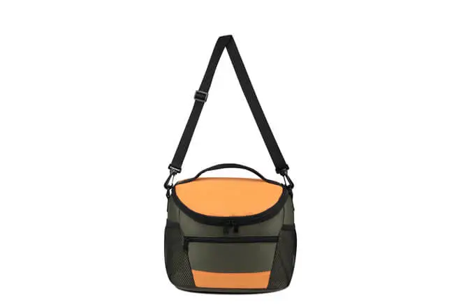 Boy's Large Size Front Zip Cross Body Lunch Bag Color Green Orange