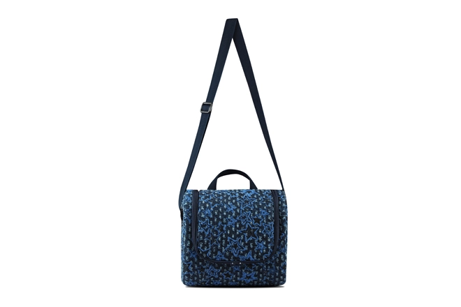 Boy's Medium Size Cross Body Lunch Bag Pattern Denim Blue