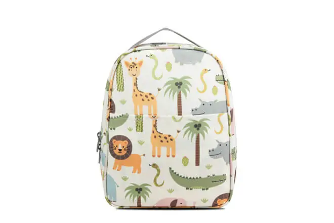 Boy's Small Size Printed Front Pocket Lunch Tote Pattern Pink Jungle Friends