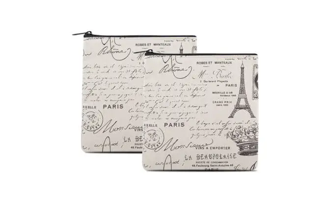 2PCS Medium Size Printed Linen Flat Snack Bag Pattern Paris
