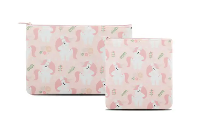 Large & Medium Size 2pcs Printed Flat Snack Bag Color Pink Pattern Pink Unicorn