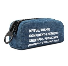 Large Single Compartment Denim Square Tube Shape Pencil Case With Slogan