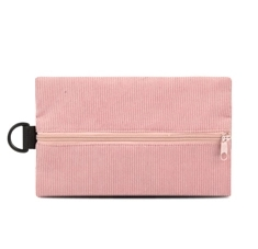 Single Compartment Corduroy Flat Shape Pencil Case With Hanger