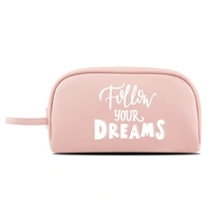 Large Single Compartment PU Square Tube Shape Pencil Case With Slogan