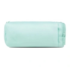 Large Two Compartments Square Tube Pencil Case With Side Zip Pocket
