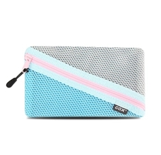 Single Compartment Padded Mesh Flat Shape Pencil Case In Contrast Color