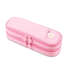 Kids Two Compartments Twin Zipper Rectangular Pencil Cases In Prints
