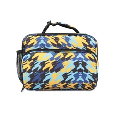 RPET Boy's Medium Size Printed Two Compartments Square Lunch Bag Pattern Blue Camo