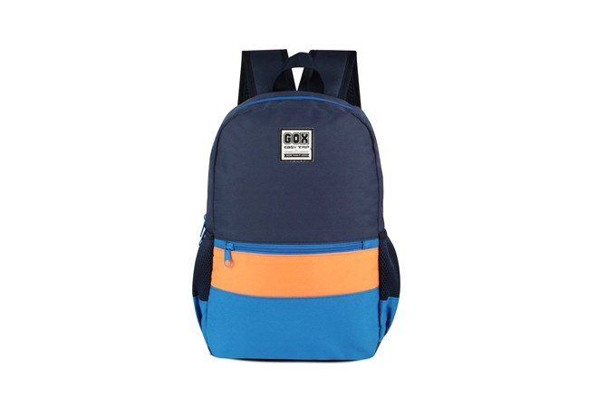 Basic Kids Flat Front Pocket Two Compartments School Backpack with Side Pockets Contrast Color