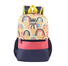 Basic Kids Flat Front Pocket Two Compartments School Backpack with Side Pockets Rainbow Design