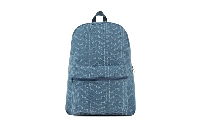 Basic Girl's Denim Front Pocket Two Compartments Everyday School Backpack