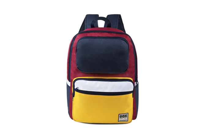 GOX Boy's Multiple Compartments Large Capacity Senior Students School Backpack in Contrast Color