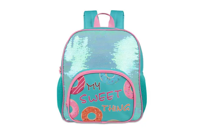 GOX Girl's Cute Glitter Two Compartments Backpack Donuts Design