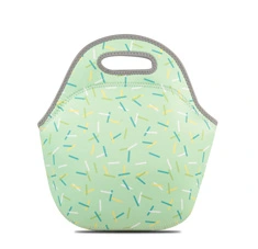Girl's Medium Size Printed Neoprene Lunch Tote Pattern Mint Geo