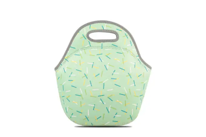 Girl's Medium Size Printed Neoprene Lunch Tote Pattern Mint Geo