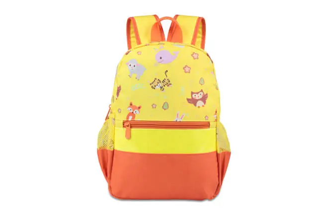 Basic Kids Flat Front Pocket Two Compartments School Backpack with Side Pockets