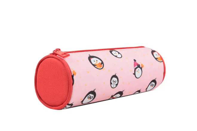 Kids Single Compartment Round Tube Shape Pencil Case In Prints