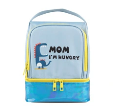 Boy's Medium Size Printed Two Compartments Lunch Tote Pattern Dino