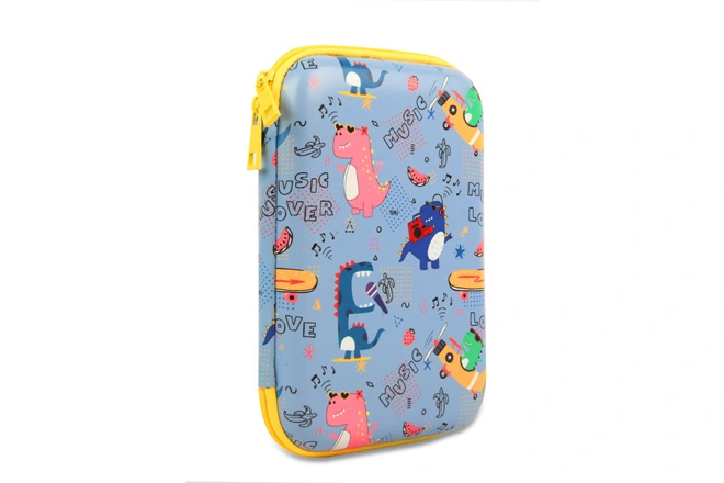 Kids Large EVA PU Coated Hard Shell Pencil Case in Dinosaur Prints