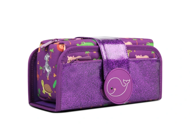 Kids Two Way Use Multiple Compartments Square Tube Pencil Case In Prints-Forest Friends